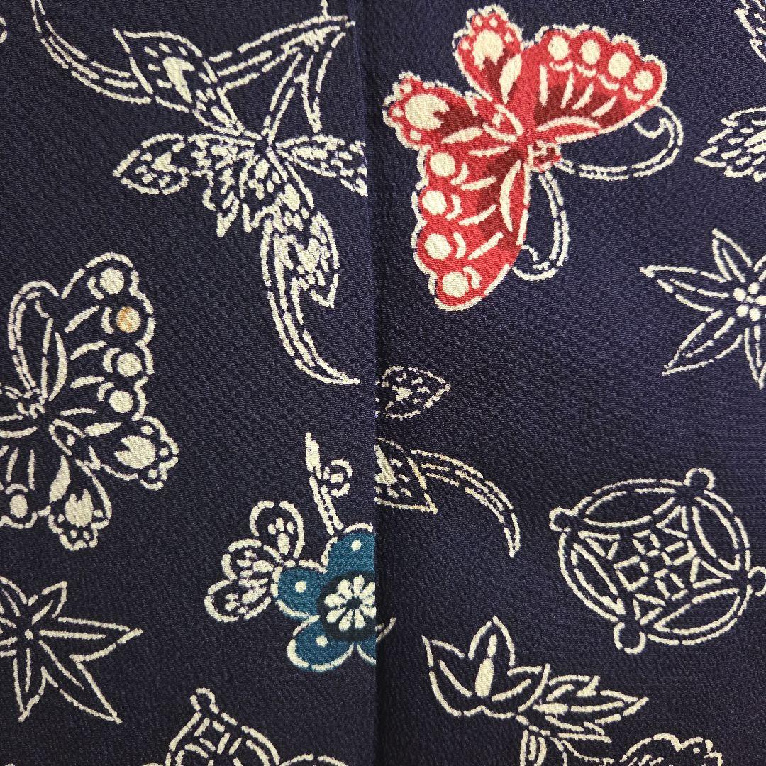 古代ちりめん小紋 長尺紺地 紅型風 1675 古代ちりめん小紋 長尺紺地 紅型風 1675