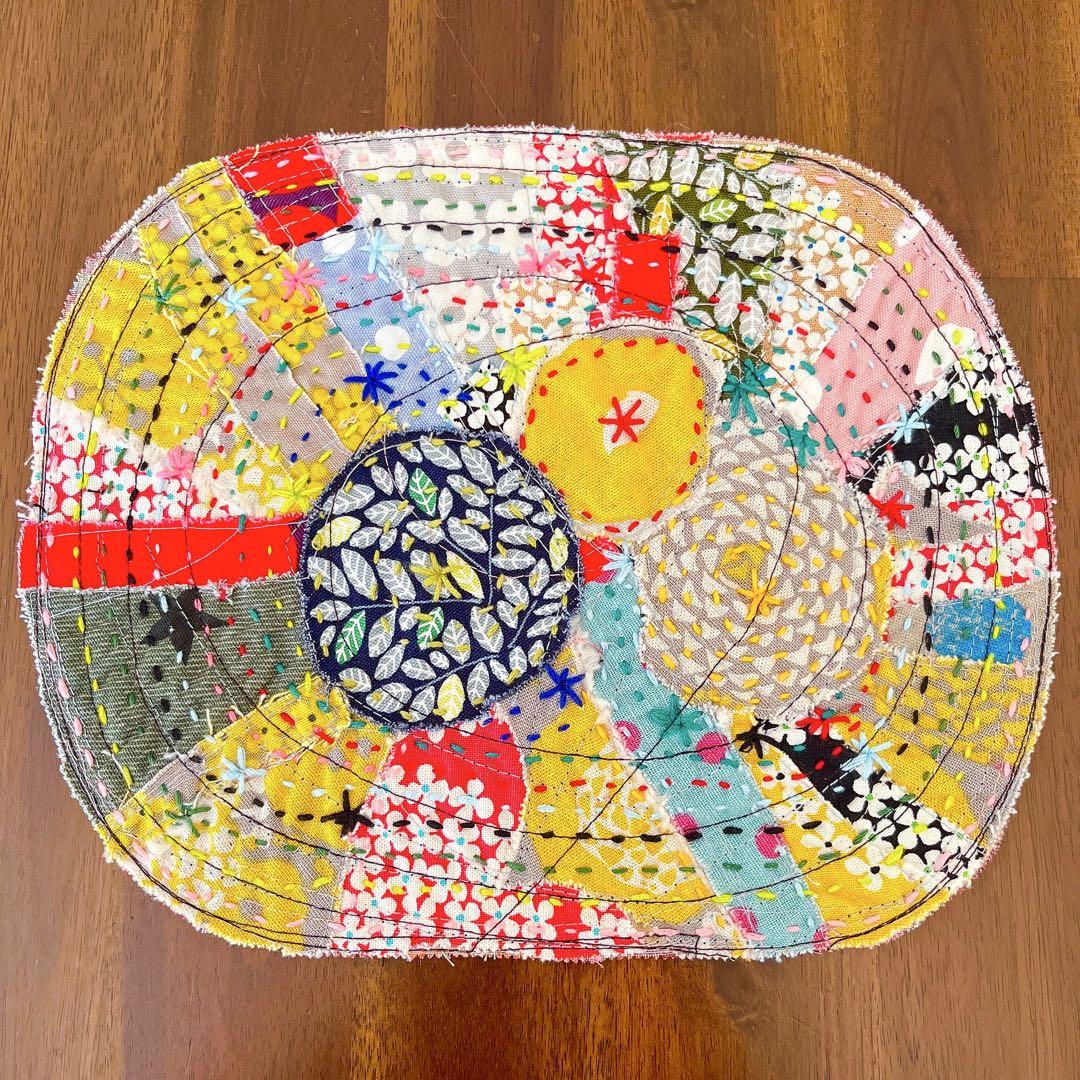松阪もめん縞模様×刺し子のパッチワークキルト　ショルダー　ハンドメイド 松阪もめん縞模様×刺し子のパッチワークキルト マチ付き