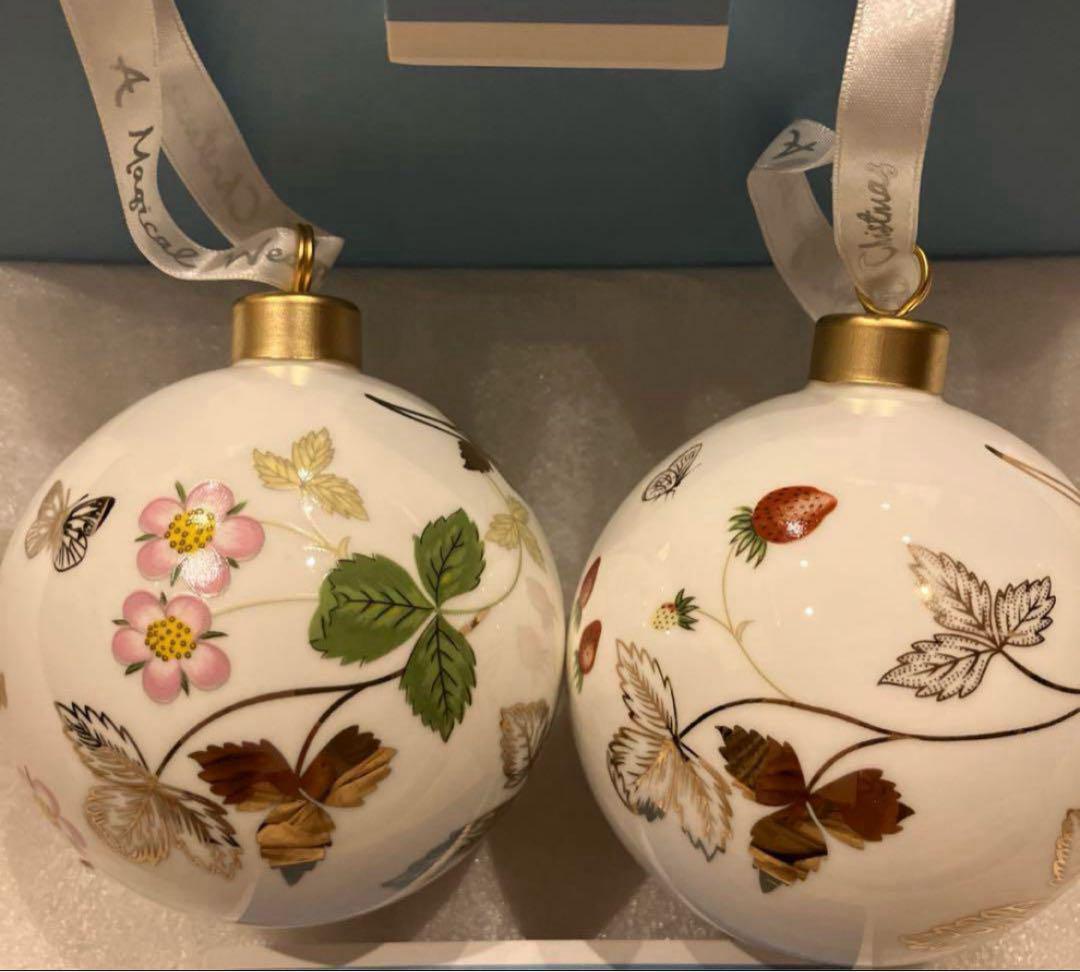 新品　ウェッジウッド ワイルドストロベリー　陶器オーナメント 2個セット