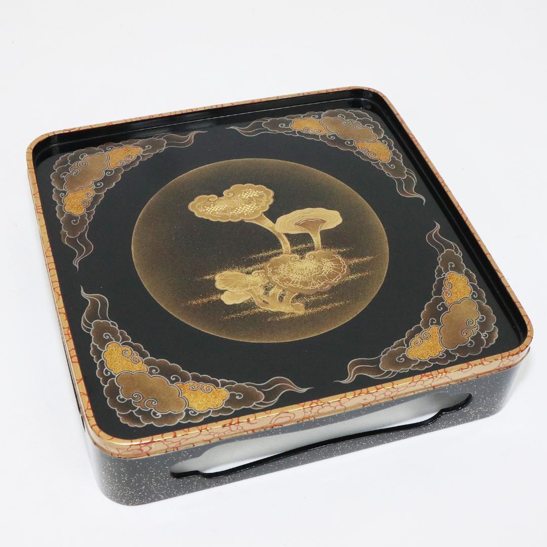 極上品 未使用 定価60万輪島塗 大雅堂 布着本堅地 絵半月膳5客
