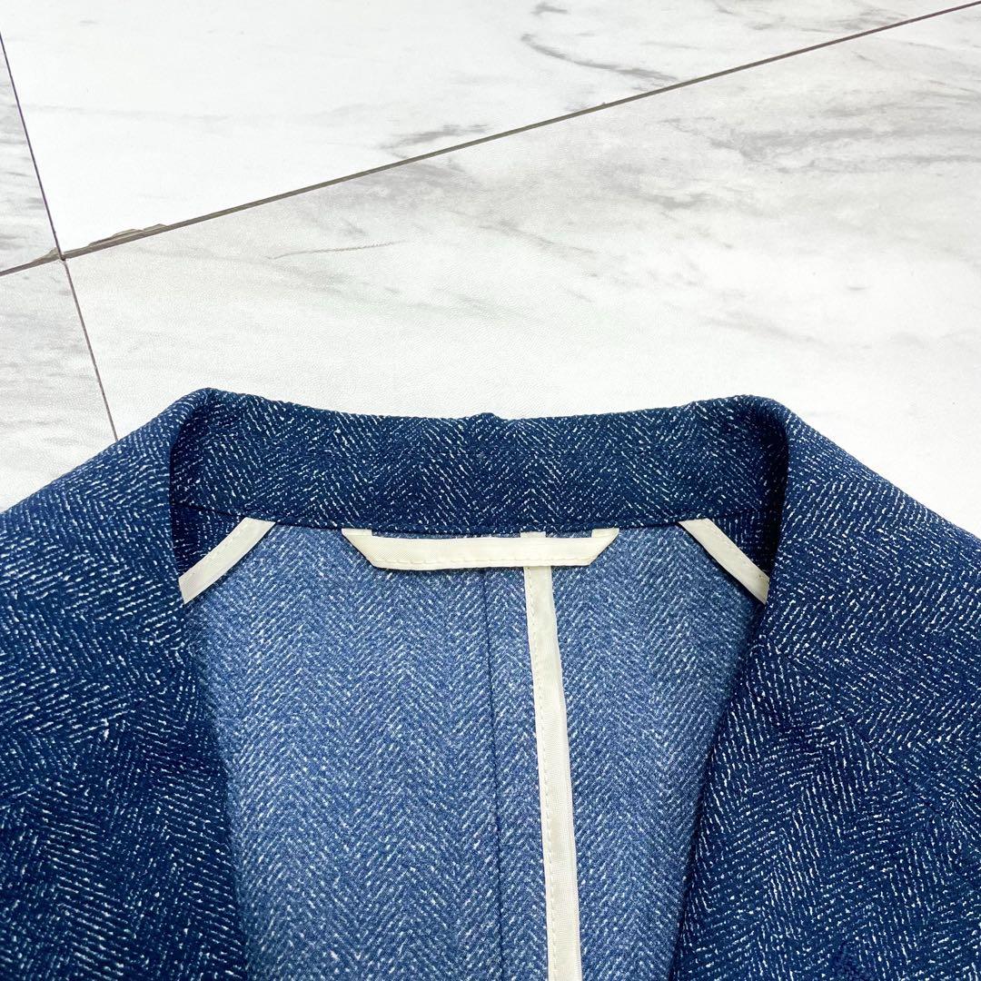 極美品 XL⭐️ジーステージ サマージャケット ヘリンボーン 洗える 紺 現行