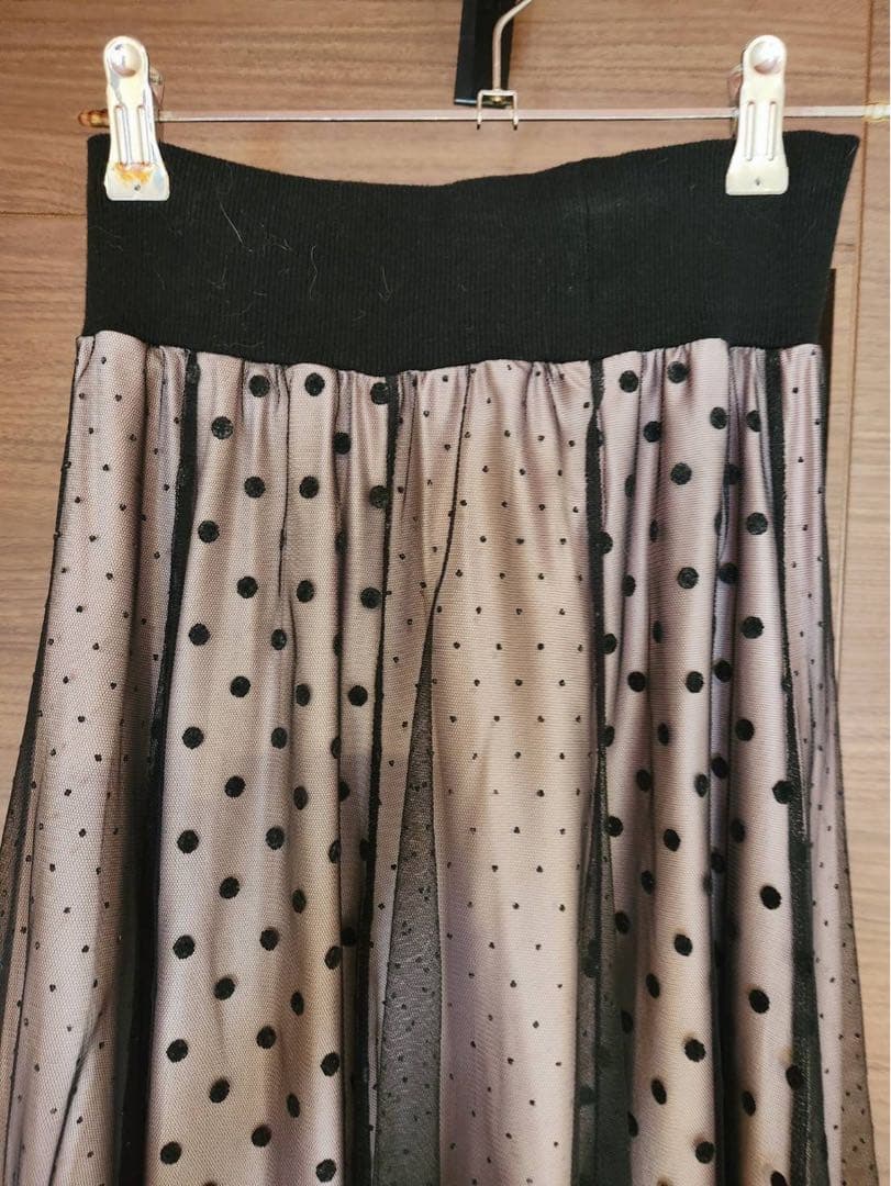 And Couture チュールドットMIXロングスカート　Mサイズ　ブラック