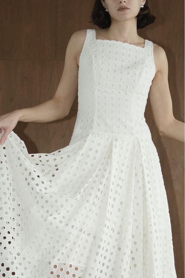 CLANE HOLE DOT ONEPIECE ホワイト 画像5