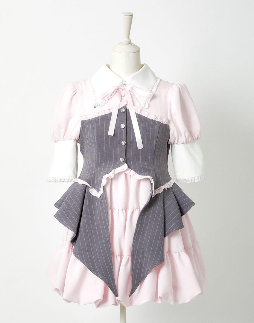 タグ付✨️avenchumu ストライプラッフルフリルコルセットバルーンワンピース