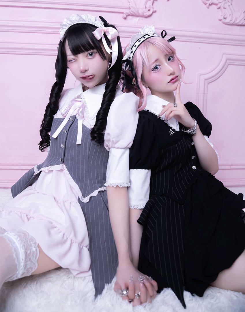 タグ付✨️avenchumu ストライプラッフルフリルコルセットバルーンワンピース