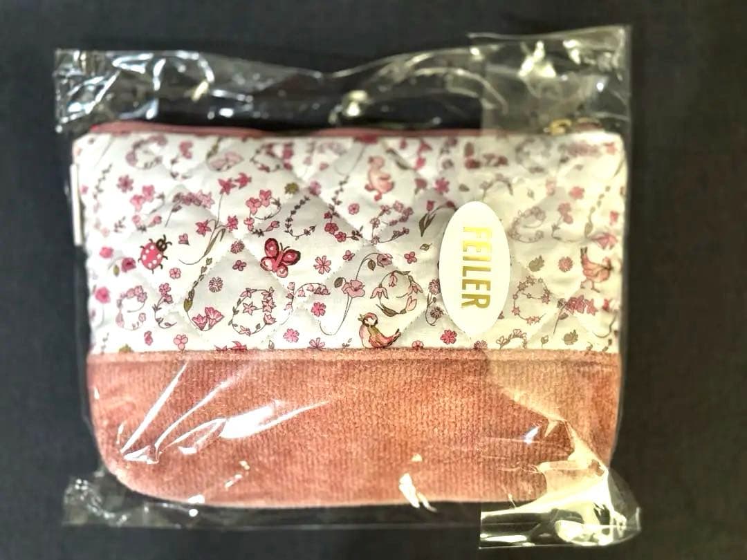【新品未開封】FEILER 花柄ポーチ ピンク 約22cm x 15cm