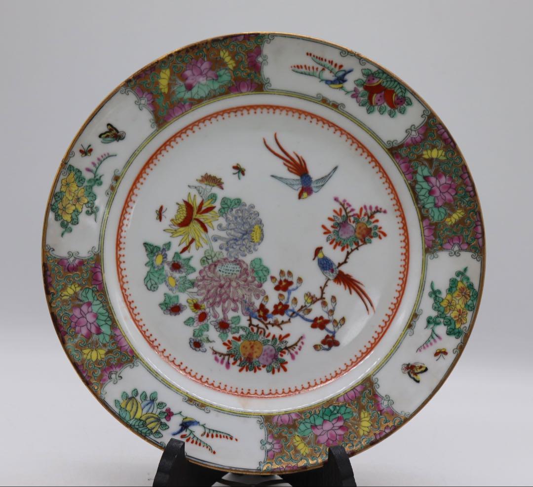 中国　清時代　粉彩　人物紋小皿　送料込み1014 China Antique 大清乾隆年製 大清嘉慶年製 中国古玩 十錦手 絵替