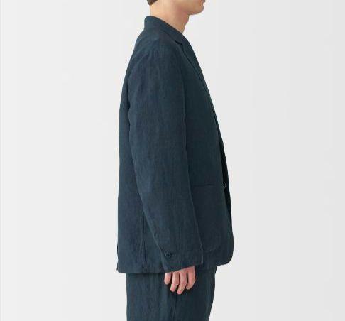 MUJI　リネン洗いざらしジャケット ネイビー M