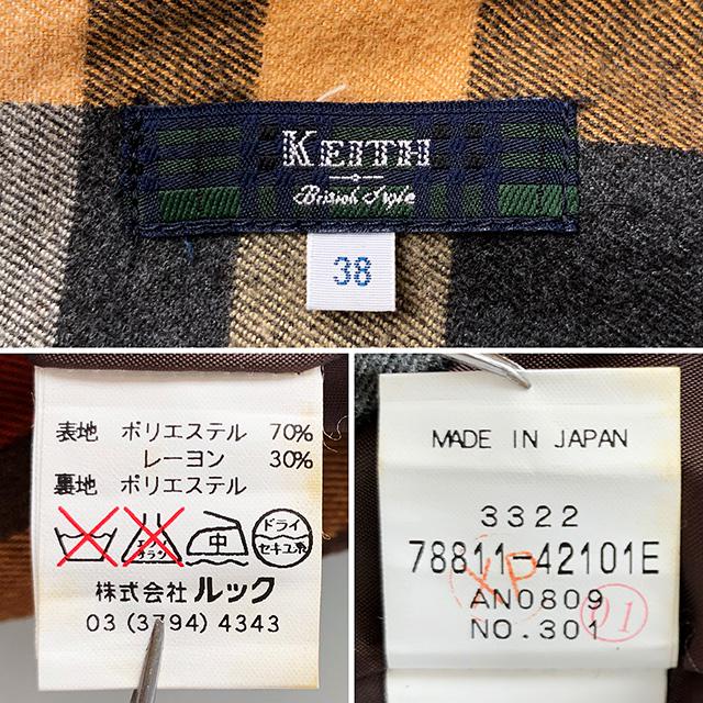 高い品質 キース 秋冬 Nv3sr-m60285340994 起毛ハウスチェック柄タックプリーツスカート赤ブラウン茶色ミモレ膝下 新作登場定番