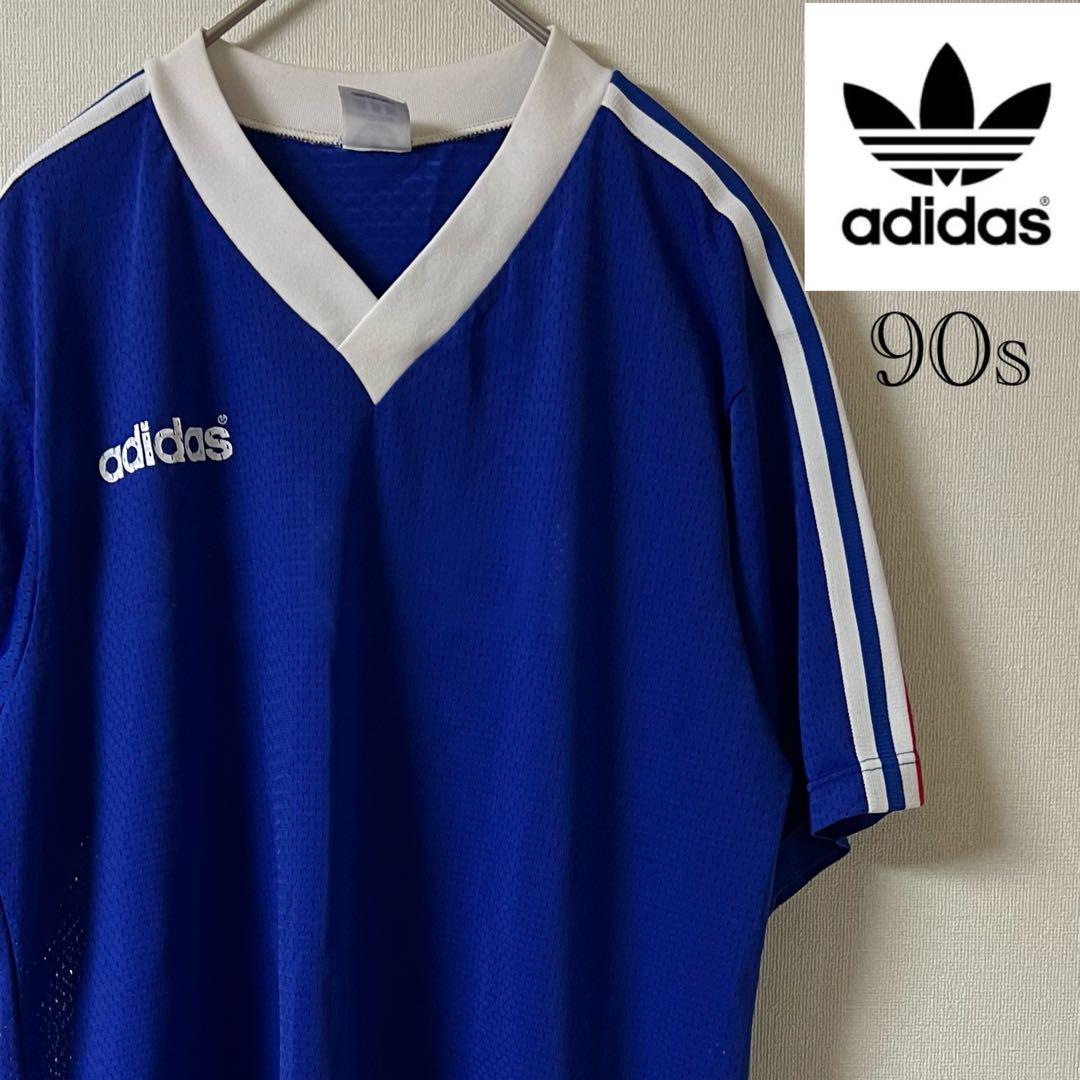 90s adidas（アディダス）メッシュ ゲームシャツ/トリコカラー