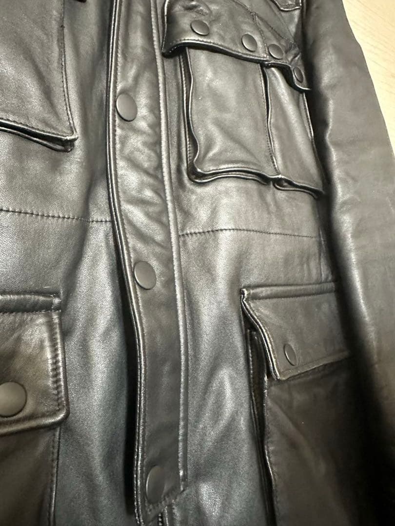 00's archive leather military jacket