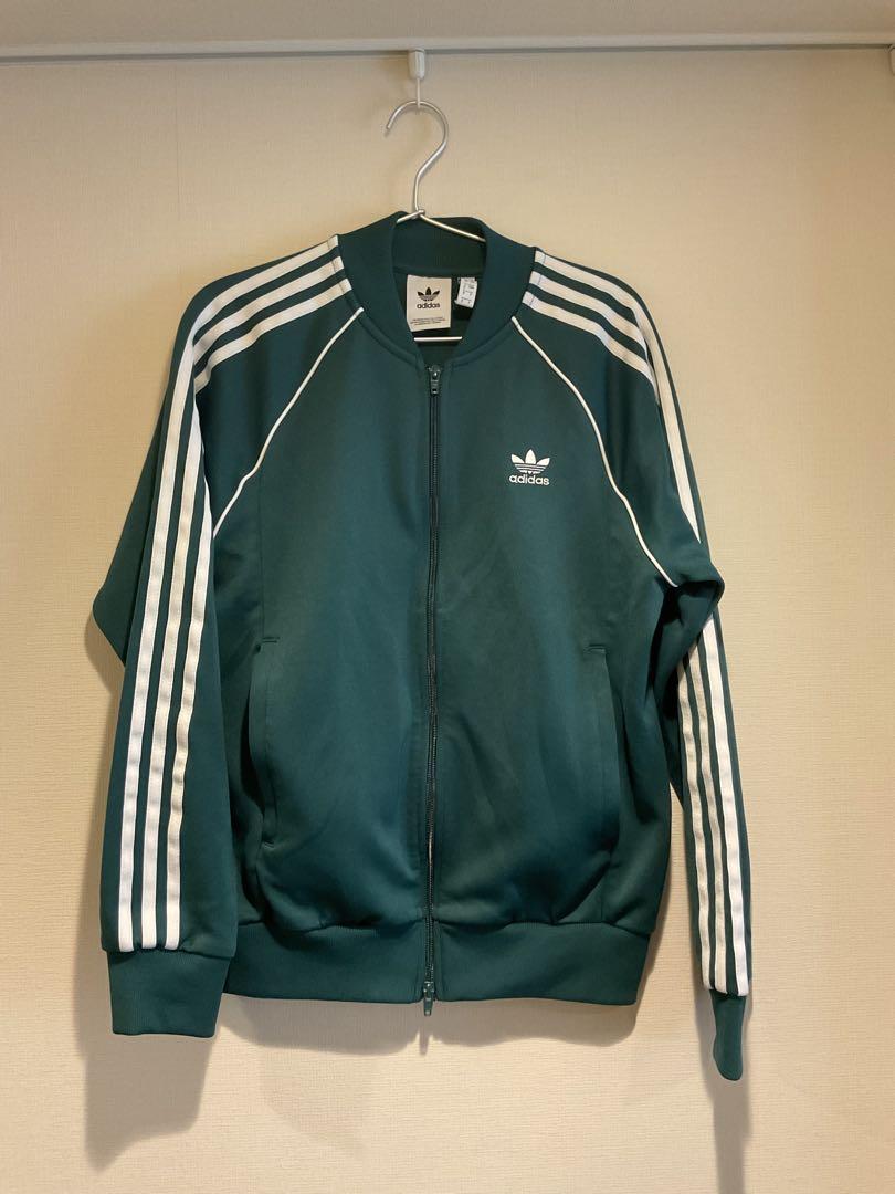 【美品】adidas ダークグリーン トラックジャケット 3本ライン アディダス adidas トラックジャケット ジャージ 3本ライン