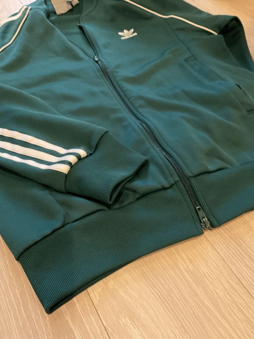adidas グリーン トラックジャケット 3本ライン アディダス