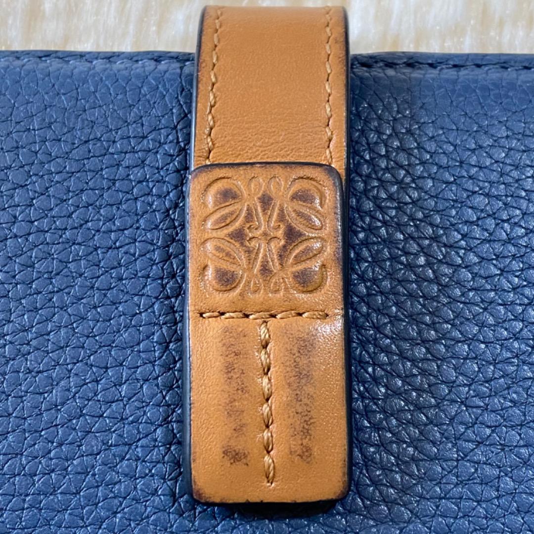 LOEWE 長財布 アナグラム バイカラー ブルーグレー 茶 ボルドー レザー LOEWE 長財布 アナグラム バイカラー ブルーグレー 茶 ボルドー レザー