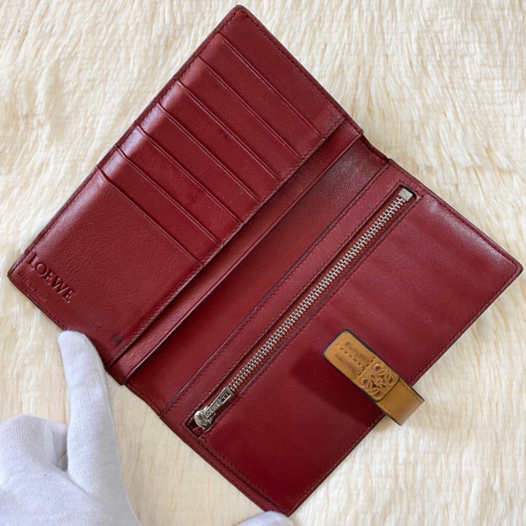 LOEWE 長財布 アナグラム バイカラー ブルーグレー 茶 ボルドー レザー LOEWE 長財布 アナグラム バイカラー ブルーグレー 茶 ボルドー レザー