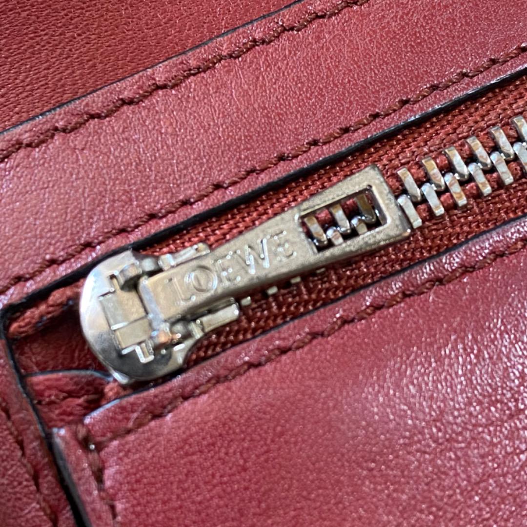 LOEWE 長財布 アナグラム バイカラー ブルーグレー 茶 ボルドー レザー LOEWE 長財布 アナグラム バイカラー ブルーグレー 茶 ボルドー レザー