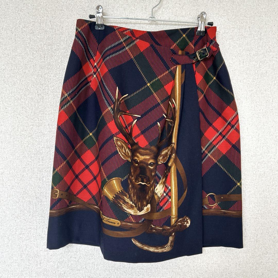 【美品】 Ralph Lauren ラルフローレン　絵画柄巻きスカート 最終値下げ！！【美品】ポロラルフローレン / 花柄 巻きスカート