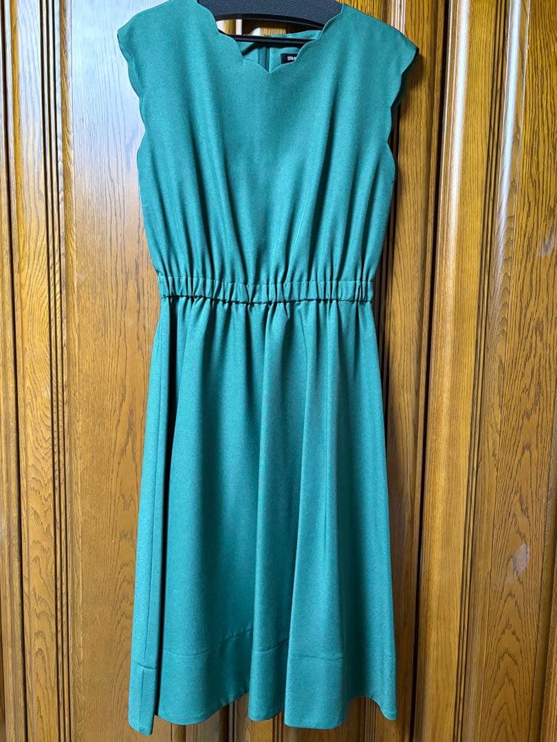 グリーン スカラップネック ワンピースM STRAWBERRY-FIELDS