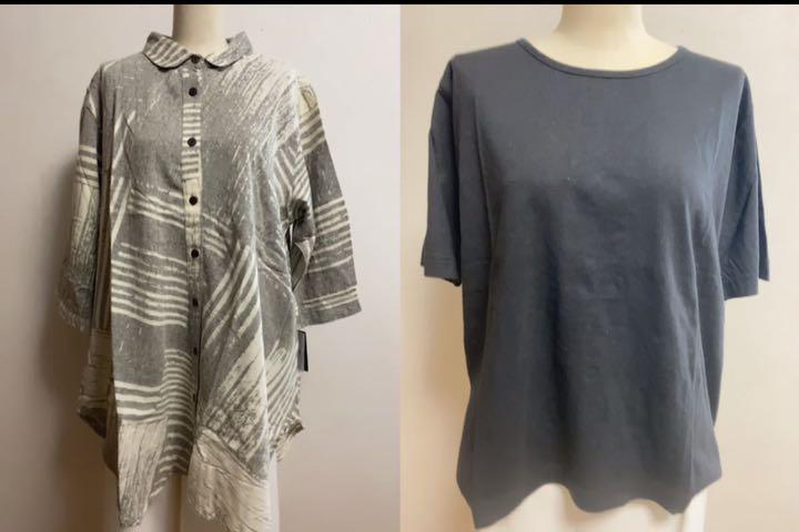 KN673 * 4L 大きいサイズ.浅井理幾何学プリントアンサンブルTシャツ