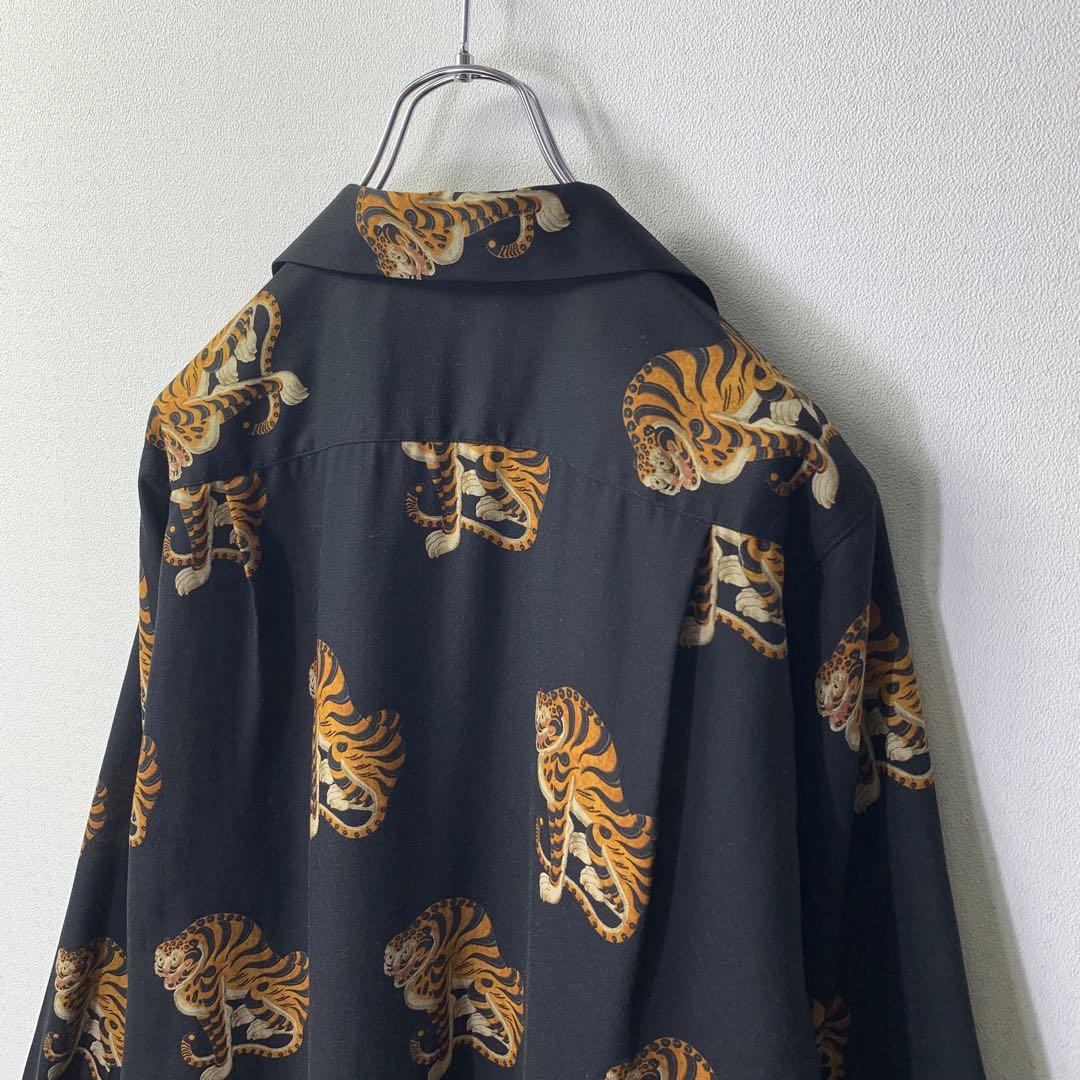 WACKOMARIA タイガーハワイアンシャツ S ブラック 18AW 李朝猫虎 画像11