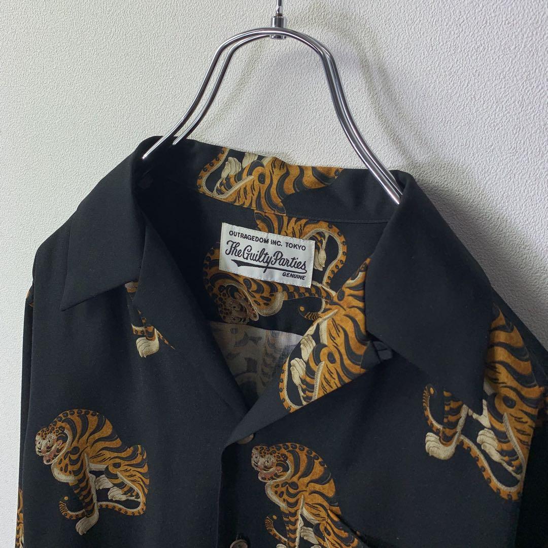 WACKOMARIA タイガーハワイアンシャツ S ブラック 18AW 李朝猫虎 画像3