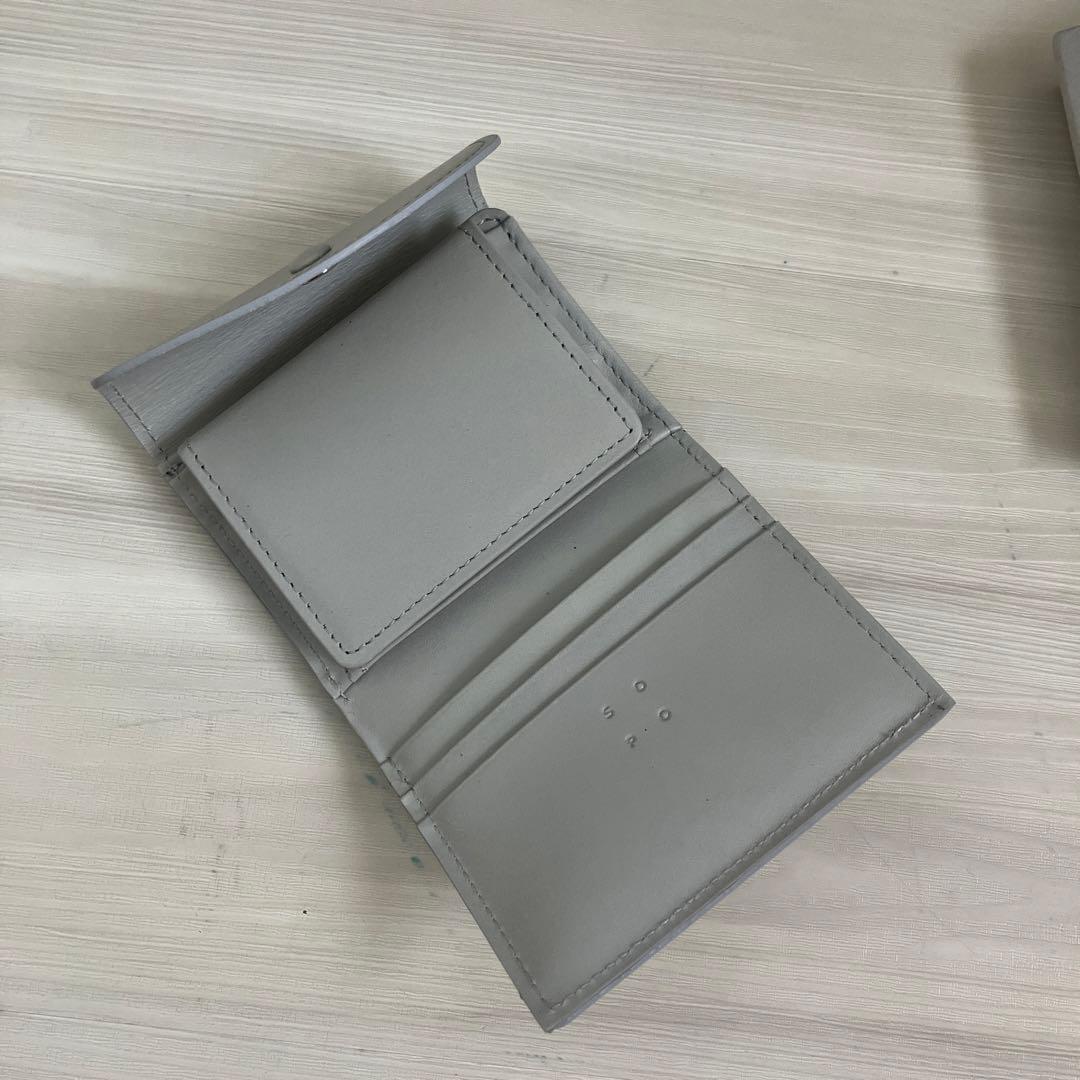 グレー　ミニ　三つ折り　財布　パスケース　ソポ