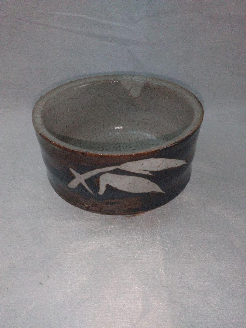 鉄砂抜絵　茶碗　茶器　益子焼　茶道具
