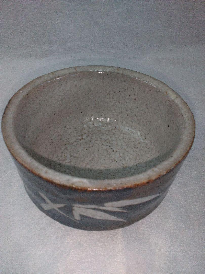 鉄砂抜絵　茶碗　茶器　益子焼　茶道具
