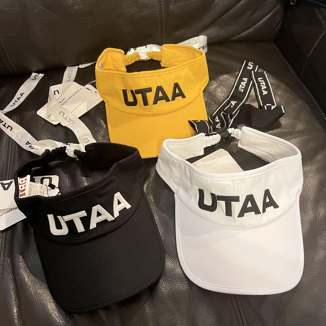 UTAA ユタ レディース ゴルフ リボン付き バイザー キャップ ブラック黒