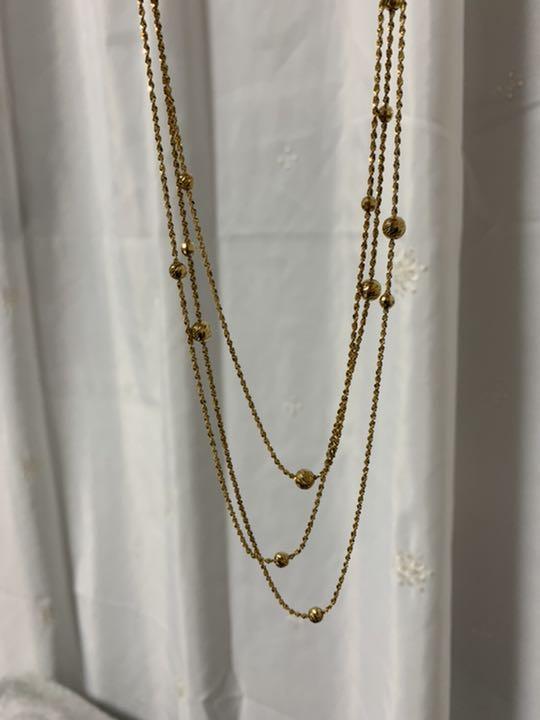 キラキラ! K18YG ロング ネックレス スライド チェーン