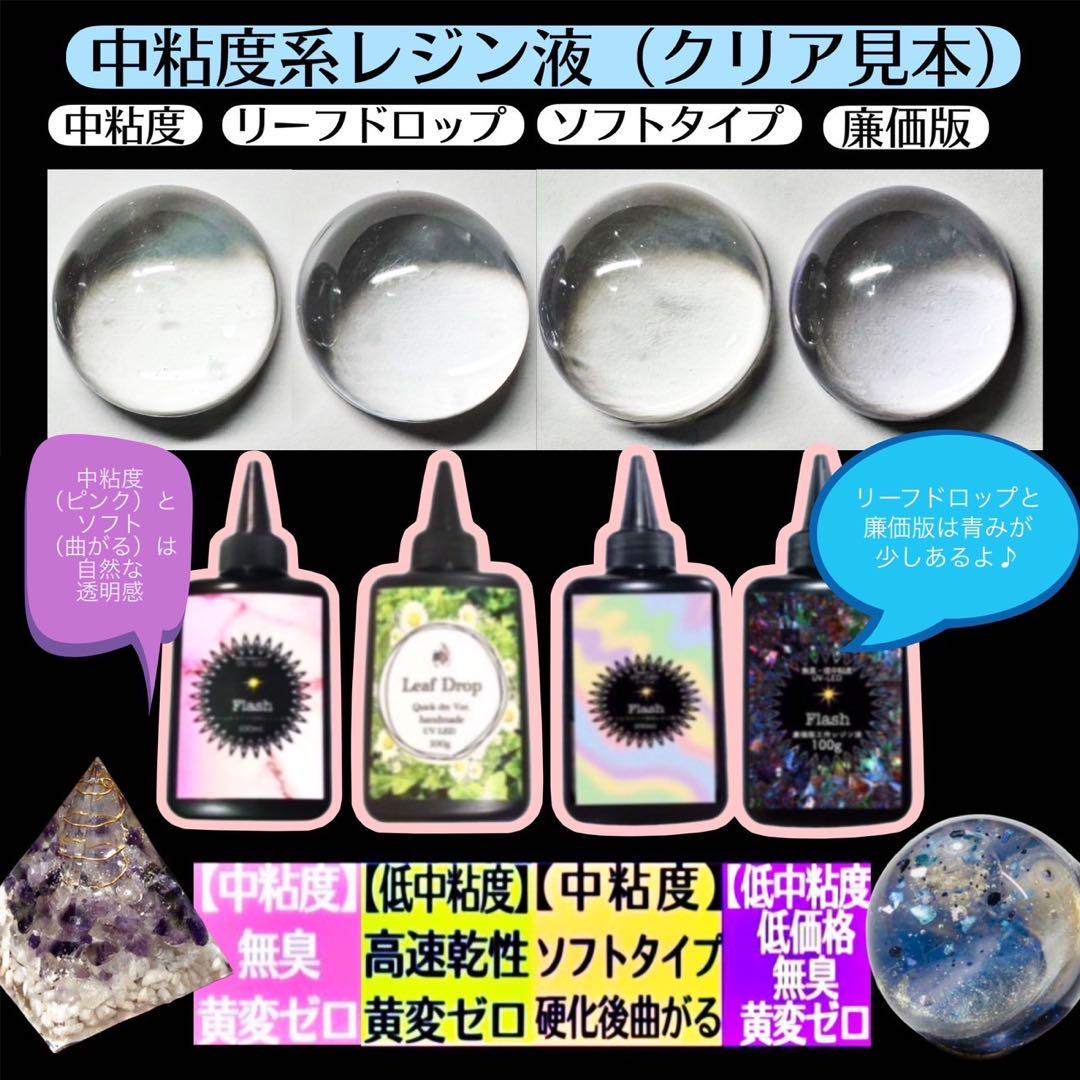 無臭&直射日光でも黄変ゼロ  汎用性中粘度レジン液100g6本　フラッシュ 無臭&直射日光でも黄変ゼロ 汎用性中粘度レジン液100g6本