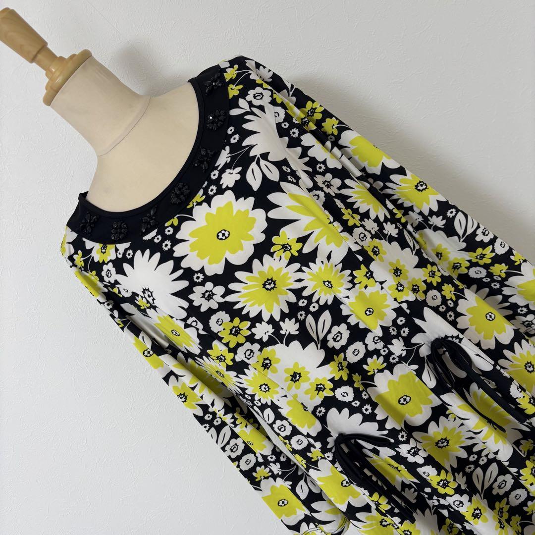 Super Beauty 花柄レースチュニック 44 スーパービューティー チュニックTシャツ 花 格子レース素材