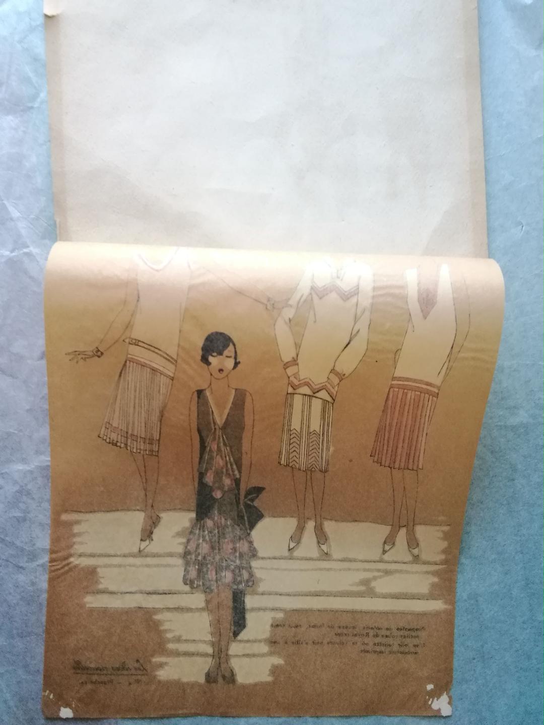ファッション画 イラスト 手彩色 フランス アールデコ アンティーク1920年代 - 印刷物