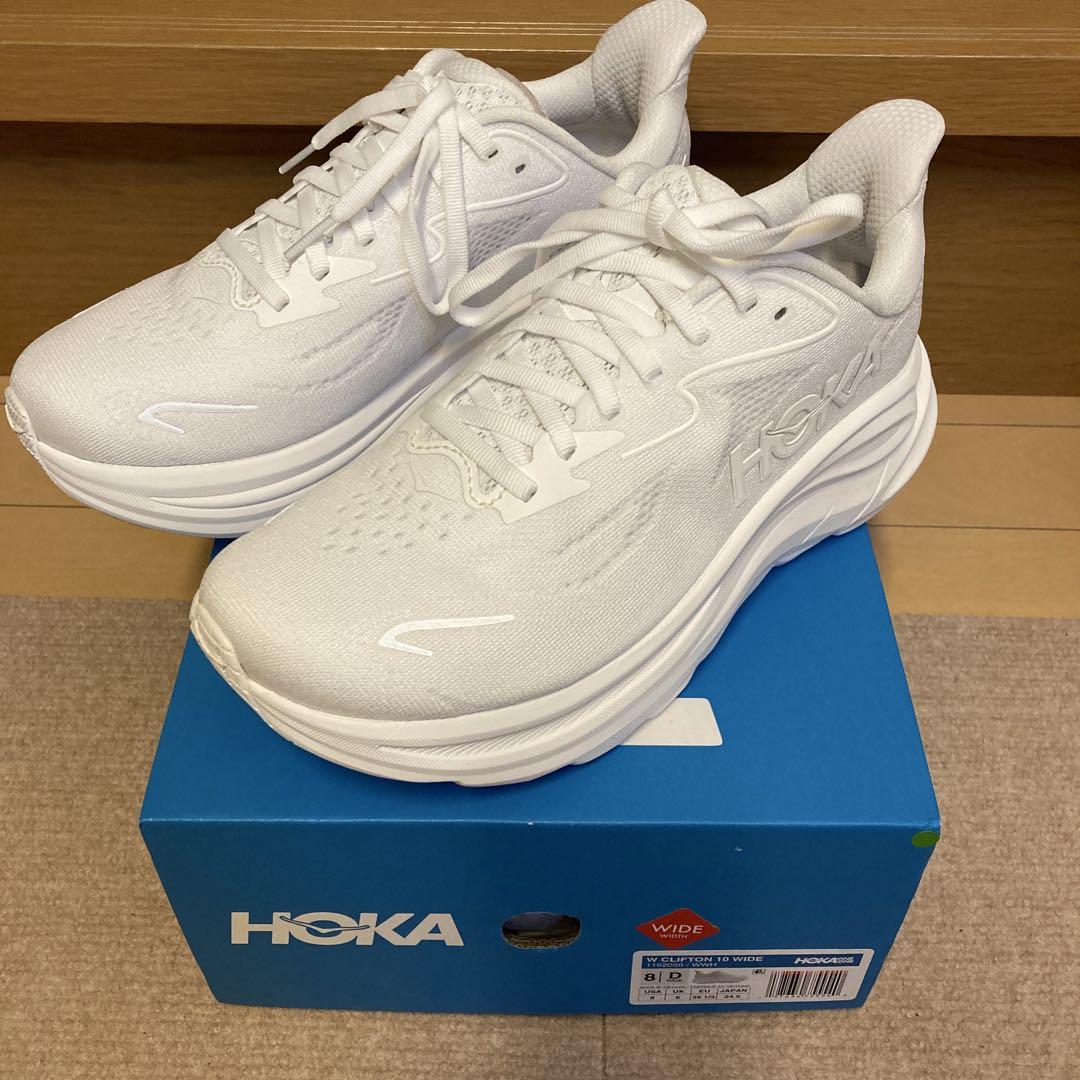 新品　HOKA CLIFTON 10 ワイド　ホワイト　24.5 ランニング