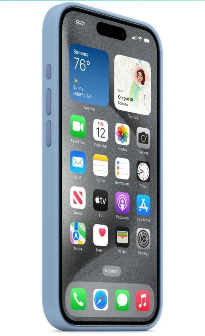 iPhone15pro 純正シリコンケース(ウインターブルー)