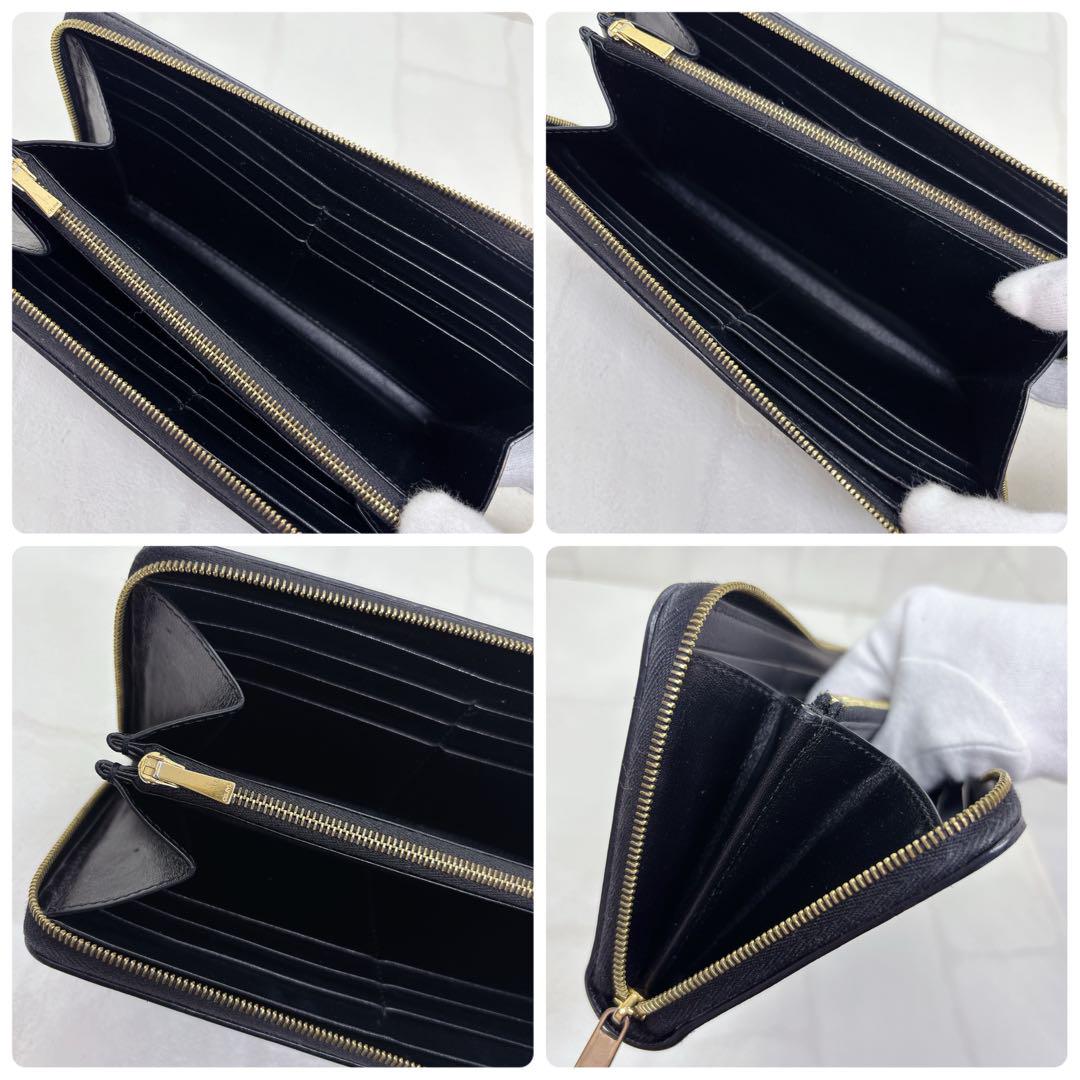 美品✨CELINE セリーヌ 長財布 ラウンドジップ 黒 ゴールド金具 現行ロゴ