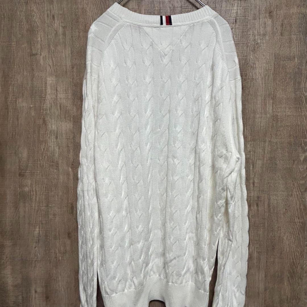 【新品】TOMMY HILFIGER ケーブルニット　クルーネック　XL　白