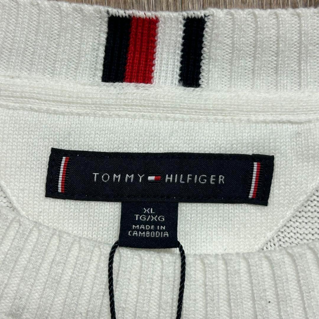 【新品】TOMMY HILFIGER ケーブルニット　クルーネック　XL　白