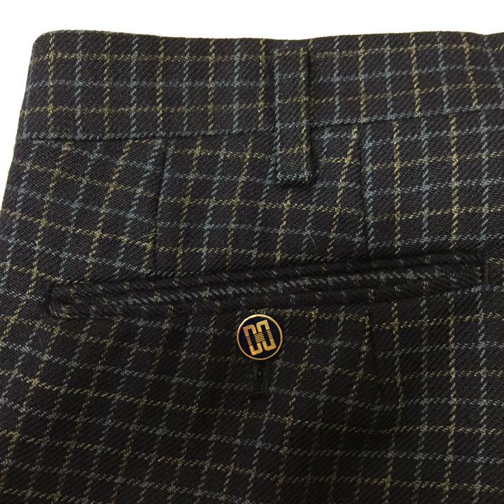 在庫あ国産 英国老舗 ビンテージ テーパードパンツ D1l9Y-m60343205403 DAKS チェック柄ユニオンスラックス 格安新品