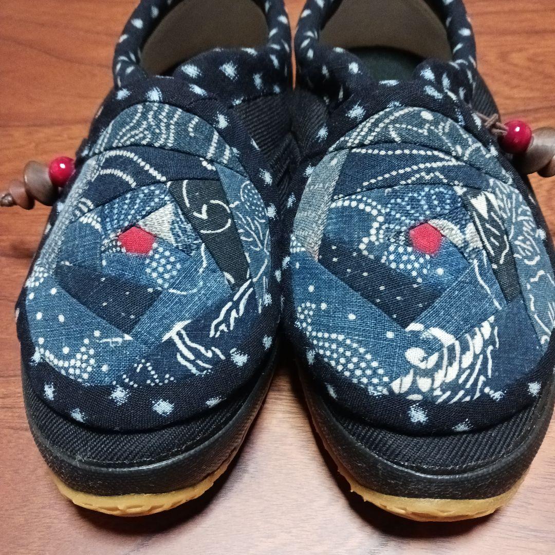 着物リメイク～古布型染めゆきんこリメイク足袋シューズ２４cm