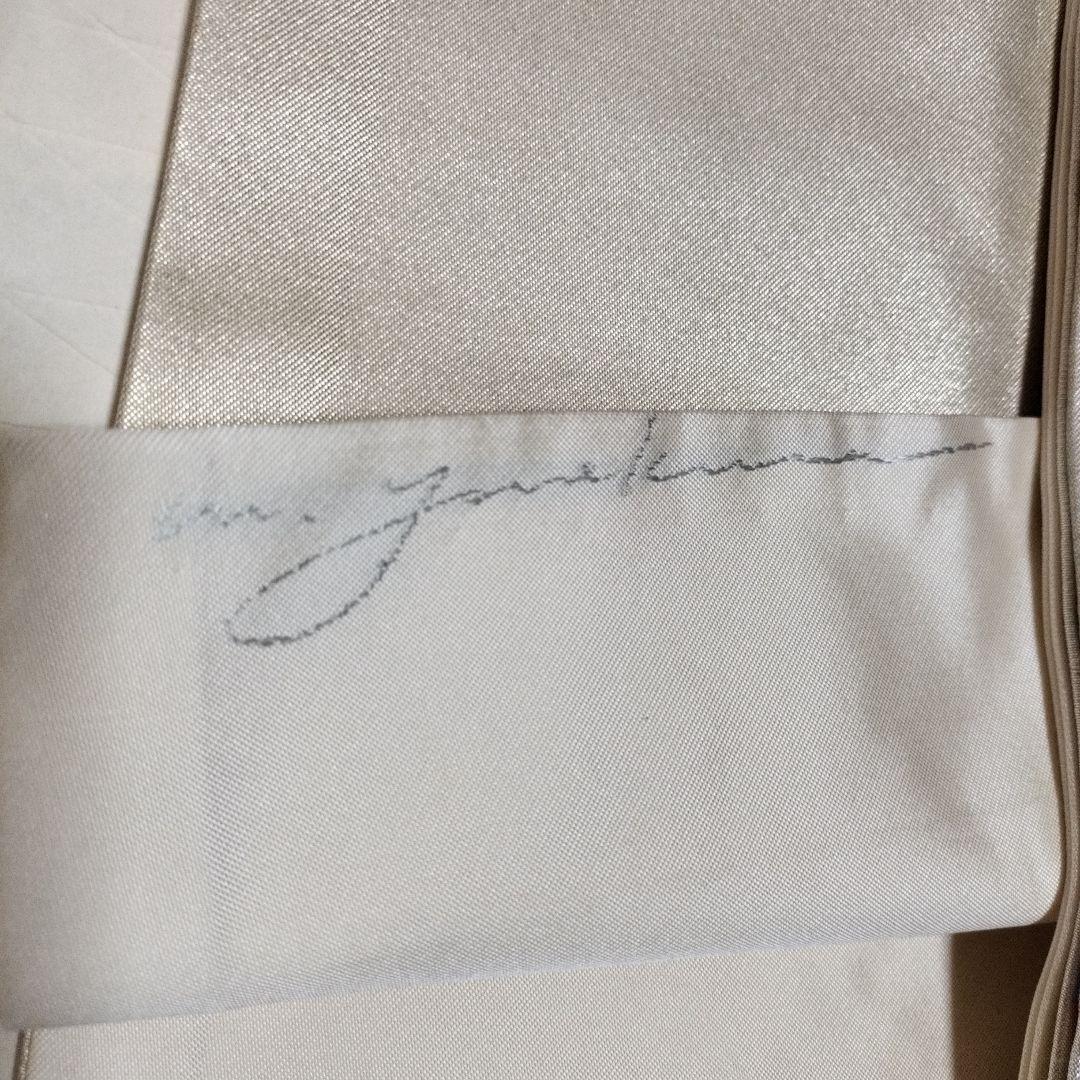 名古屋帯 銀色 花柄