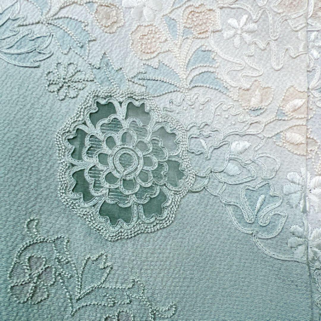 大得価HOT 青磁色に相良刺繍の訪問着 着物 HfO0q-m60355190400 シースルー 新作人気