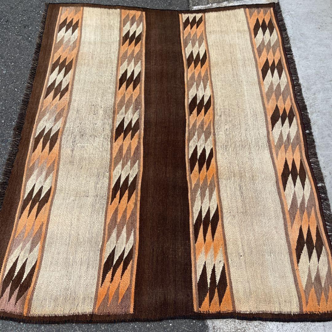 人気TOP 手織り ラグ 157cmx119cm ヴィンテージ トルクメン産 キリム