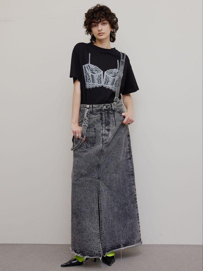 Ameri♡ MEDI INVERT SUSPENDER DENIM SKIRT