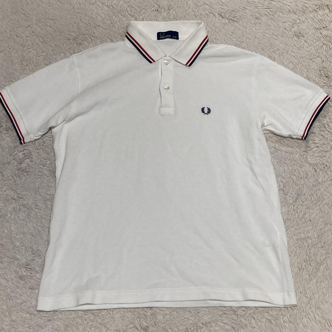 FRED PERRY フレッドペリー【XL】トリコロール 白 紺 赤 ポロシャツ