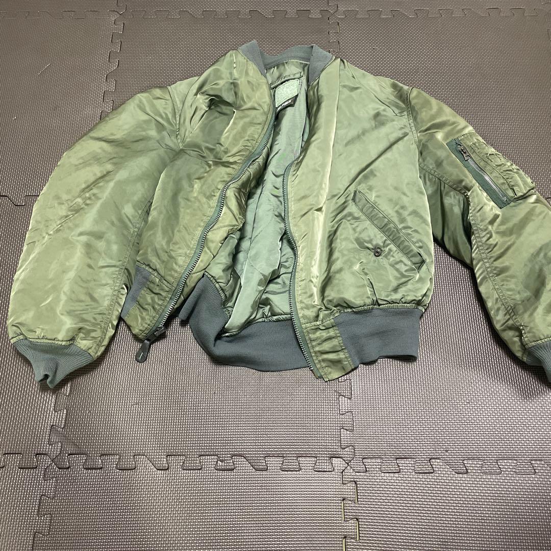 90s alpha MA-1 フライトジャケット L 短丈 緑タグL ALPHA