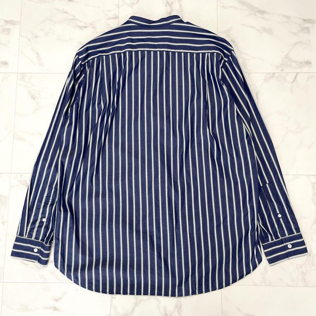 極美品 ジムフレックス マルチストライプ バンドカラー コットンシャツ 男女兼用