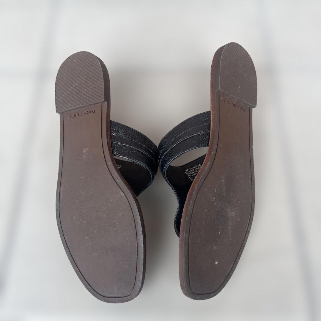 TORY BURCH ブラックレザー サンダル 24 24.5 7 1/2 - メルカリ