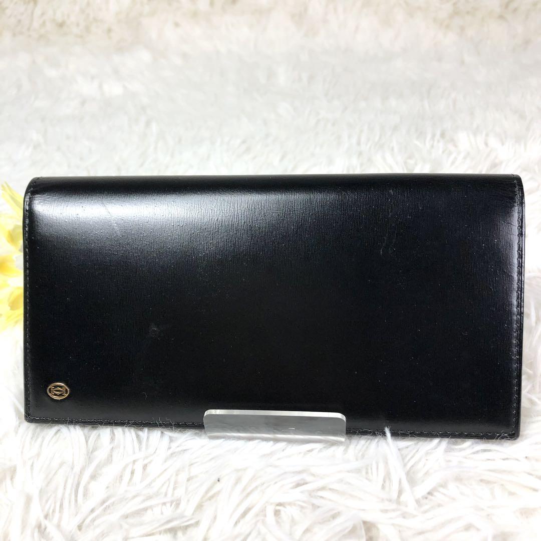 【超美品✨】Cartier パシャ 二つ折り 長財布 レザー 金ロゴ ブラック