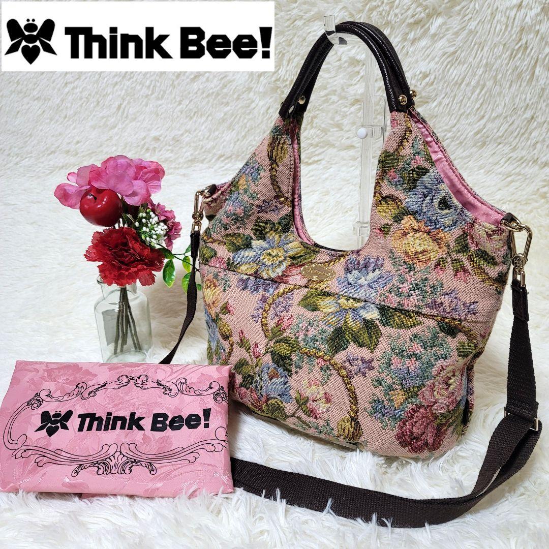 【美品】シンクビー トートバッグ 2WAY ゴブラン織り 花柄